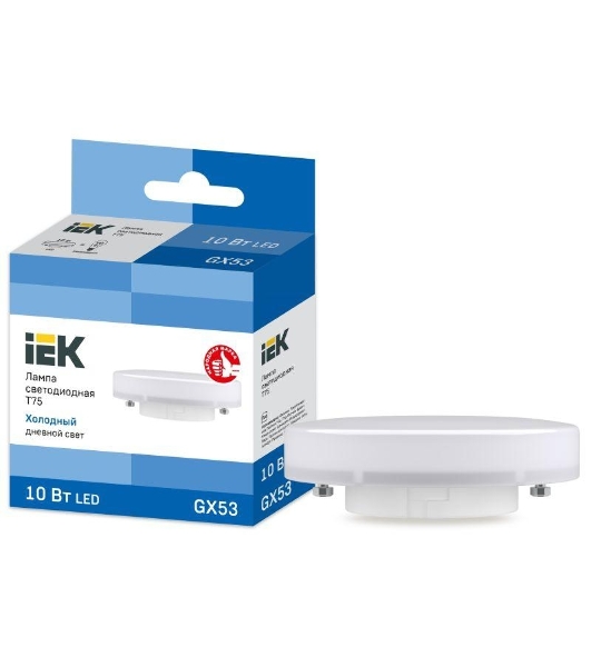 Лампа светодиодная IEK LLE-T80-10-230-65-GX53 T75 таблетка 10Вт 230В 6500К GX53