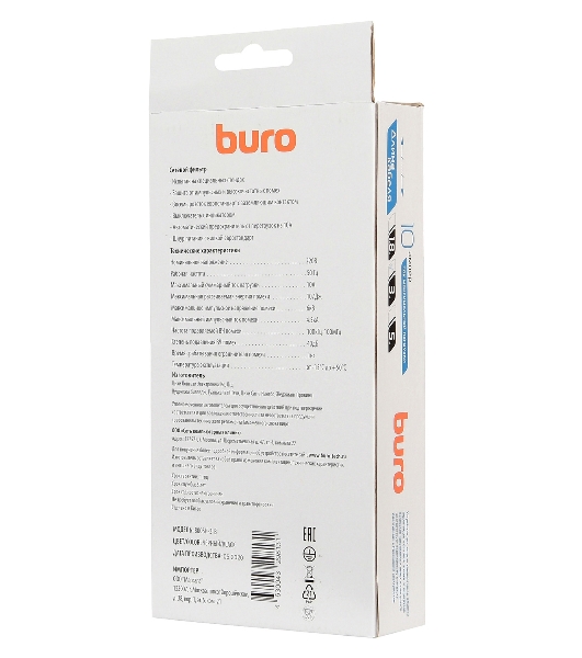 Сетевой фильтр Buro 800SH-3-B 3 м, 8 розеток, черный, коробка