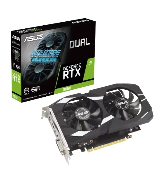Видеокарта Asus DUAL-RTX 3050-O6G NVIDIA GeForce RTX 3050 6Gb 96bit GDDR6 PCI-E 4.0 1507/14000 DVIx1 HDMIx1 DPx1 HDCP Ret