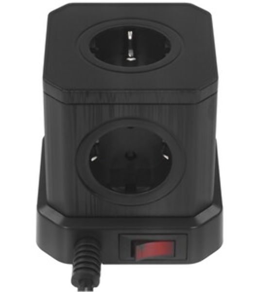 Сетевой фильтр Cablexpert Tower, TWR-5-U4-B-3, 5 р, 10А, 4хUSB, 3.1А, 3 м, ур.защиты 4+, черный, коробка
