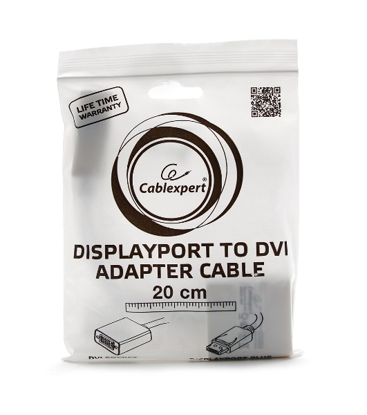 Переходник DisplayPort - DVI Cablexpert A-DPM-DVIF-002-W, 20M/19F, белый, пакет
