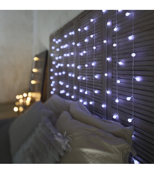 Гирлянда Neon-night 'Светодиодный Дождь' 1,5x1,5 м, с насадками шарики, свечение с динамикой, прозрачный провод, 230 В, диоды белый