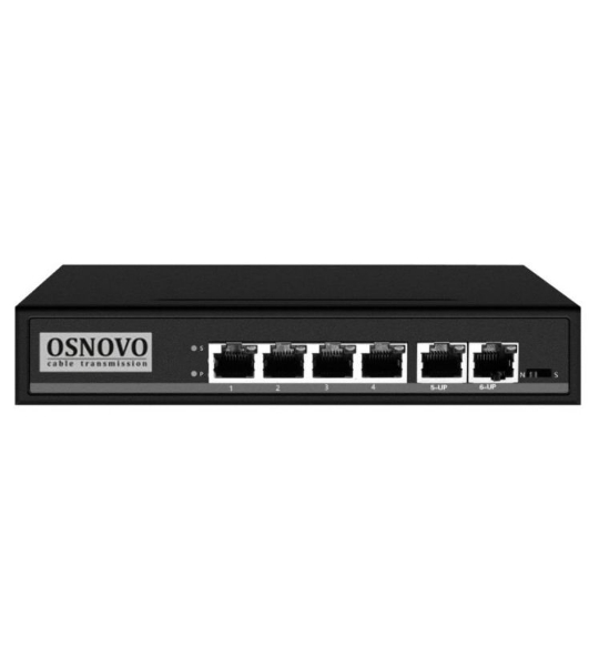 Коммутатор Osnovo SW-20600/A(80W) 6x100Mb 4PoE+ 80W неуправляемый