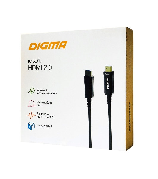 Кабель аудио-видео Digma HDMI 2.0 AOC HDMI (m)/HDMI (m) 30м. позолоченные контакты черный