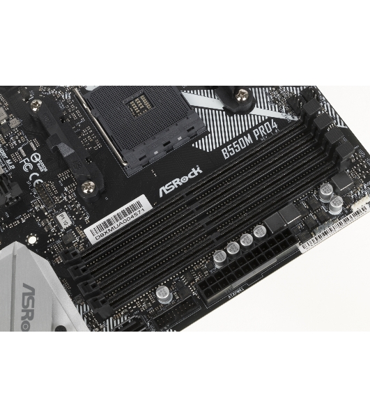Материнская плата ASRock B550M Pro4, AM4, AMD B550, 4xDDR4, 6xSATA, 2xM.2, 1xPCI-E 3.0 x16, 1xPCI-E 4.0 x16, 1xDisplayPort, 1xHDMI, 1xVGA, 1x 1Gb LAN, 3x3.5 мм, 7.1, Micro-ATX