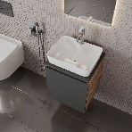 Тумба Bau Dream Blackwood 50 графит, раковина BAU Cerama 48х37 белая, смеситель Hotel Dream, нерж. сталь, выпуск клик клак, белый, фото12
