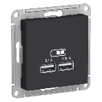 Карбон Розетка USB, 5В, 1 порт x 2,1 А, 2 порта х 1,05 А, механизм ATN001033 Schneider Electric, фото3
