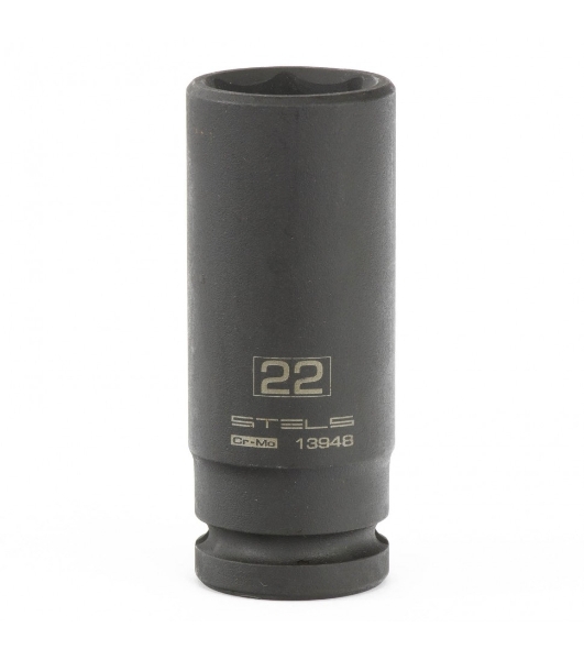 Головка ударная удлиненная шестигранная Stels 22 мм, 1/2', CrMo