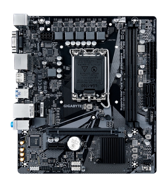 Материнская плата Gigabyte H610M S2H V2, LGA 1700, Intel H610, 2xDDR5, 4xSATA, 1xM.2, 1xPCIe 4.0 x16, 1xPCIe x1, 1xHDMI, 2xDP, 1xD-Sub, 1x 1Gb LAN, 2xUSB-A 3.2 Gen 1, 4xUSB-A 2.0, 3x 3.5 мм, 7.1, mATX
