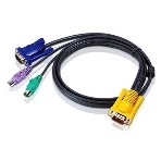 Шнур, мон+клав+мышь PS/2, SPHD15=>HD DB15+2x6MINI-DIN ATEN (2L-5202P) Male-3xMale, 8+6+6 проводов, опрессованный, 1.8 метр., черный, фото 1