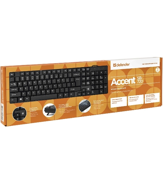 Клавиатура проводная Defender Accent SB-720, USB, черный