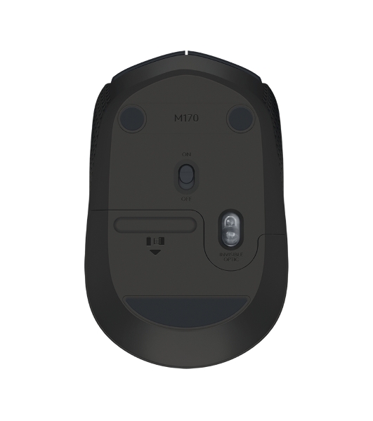 Мышь беспроводная Logitech M170 черный/темно-серый, 1000 dpi, радиоканал, USB, кнопки - 3