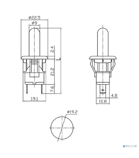 Выключатель-кнопка Rexant 250V 2.5А (2с) ON-(OFF) Б/Фикс белый (мебельная)