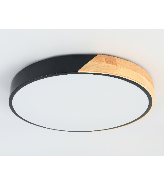 Потолочный светодиодный светильник Ambrella light FZ1306 BK/LW черный/светлое дерево 45W 5000K D500*50 (без ПДУ)