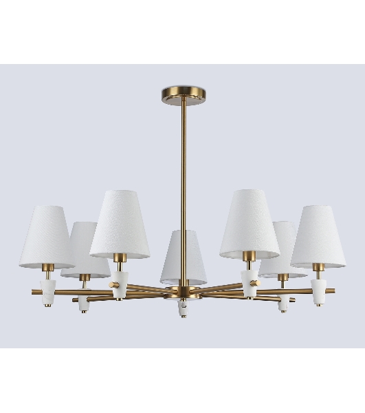 Люстра Ambrella light LH75045/7 BS/WH латунь/белый E14*7 max 40W D840*580