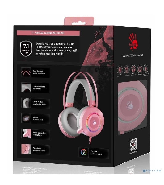 Гарнитура Bloody G521 розовый, проводная