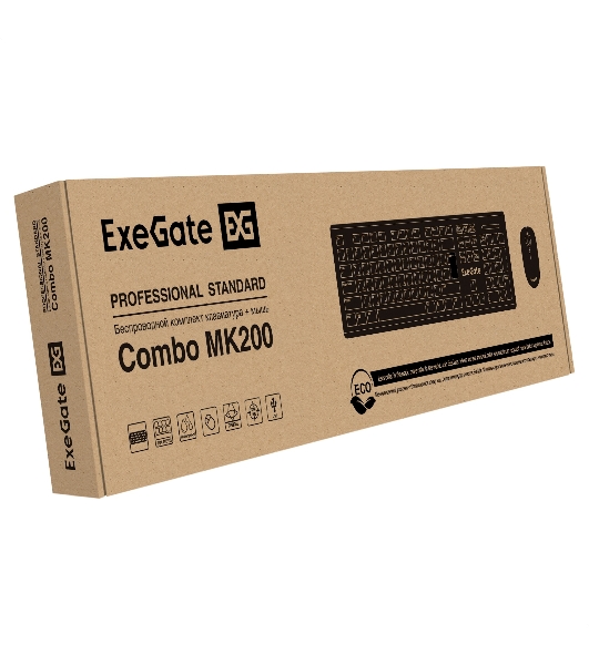 Комплект клавиатура+мышь ExeGate Professional Standard Combo MK200 беспроводной, USB, 1200 DPI, чёрный