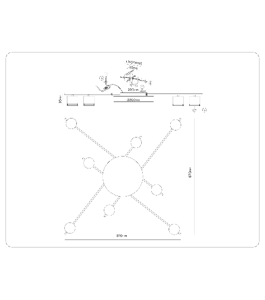 Потолочный светильник Ambrella light FL51760/8 BK/GD черный/золото GX53/8 max 12W 870*870*95