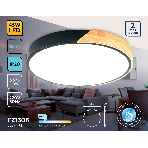 Потолочный светодиодный светильник Ambrella light FZ1306 BK/LW черный/светлое дерево 45W 5000K D500*50 (без ПДУ), фото 1