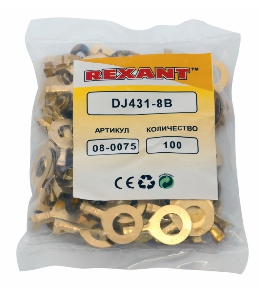 Наконечник кольцевой Rexant, ø8.2 мм, 1.5-1.5 мм² (НК 8-1,0-1,5)