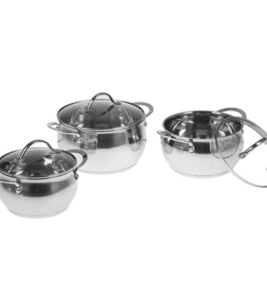 Набор посуды из нерж.стали WEBBER BE-335/6 6 пр. 2,0 л, 2,8 л, 3,8 л