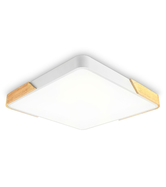 Потолочный светодиодный светильник Ambrella light FZ1312 WH/LW белый/светлое дерево 36W 5000K 400*400*50 (без ПДУ)