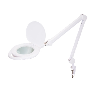Лупа на струбцине Rexant, круглая, 5D, с подсветкой 96 LED, теплый и холодный свет, белая