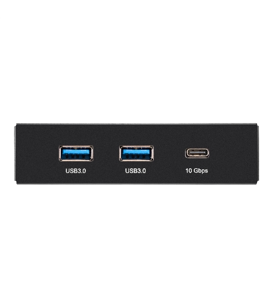 Планка USB на переднюю панель ExeGate U3H-616, 3,5', 2хUSB3.0+1хTypeC, черная, металл, подсоединение к мат. плате