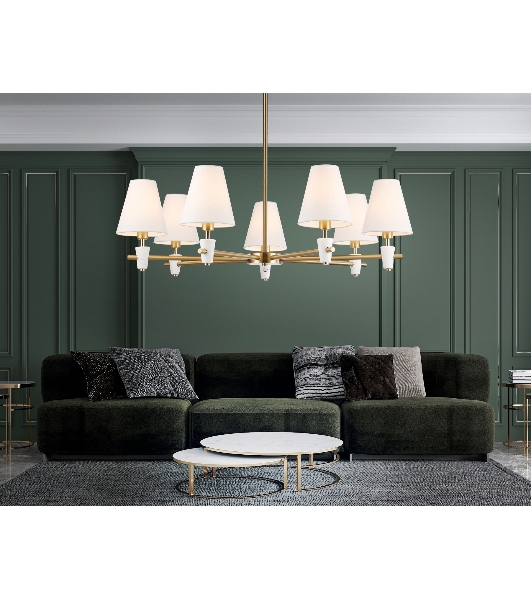 Люстра Ambrella light LH75045/7 BS/WH латунь/белый E14*7 max 40W D840*580