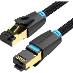 Патч-корд Vention прямой SFTP cat.8 RJ45 - 0,5м. черный Тканевая оплетка, фото3