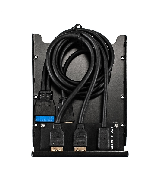 Планка USB на переднюю панель ExeGate U3H-616, 3,5', 2хUSB3.0+1хTypeC, черная, металл, подсоединение к мат. плате
