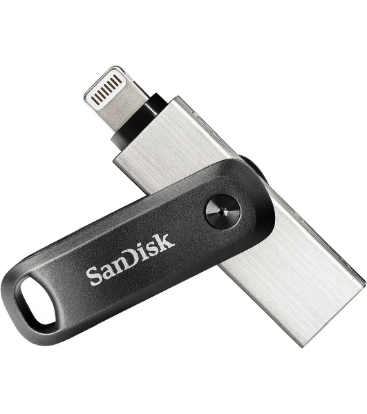 Флешка USB SanDisk IX60N iXpand Go (SDIX60N-064G-GN6NN), 64Gb, USB 3.0/Lightning, R/W 150/70, черный/серебристый