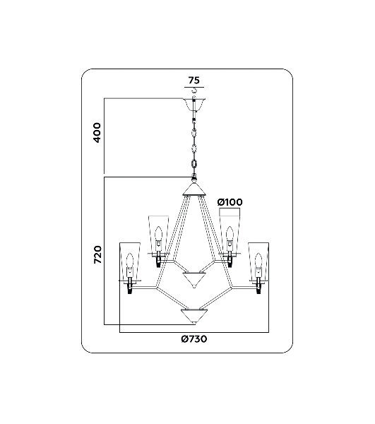 Светильник Ambrella light TR3238/6+3 BK черный E14/9 max 40W D730*720