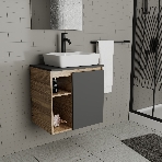 Тумба Bau Dream Blackwood 60 правая, графит, раковина BAU Cerama 48х37 белая, смеситель Hotel Dream Black, нерж. сталь, черный, фото12
