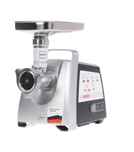 Мясорубка электрическая Bosch MFW68640 черный, 2200 Вт, 4.3 кг/мин, реверс, металлический лоток, насадки - 5