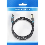 Патч-корд Vention прямой SFTP cat.8 RJ45 - 0,5м. черный Тканевая оплетка, фото 1