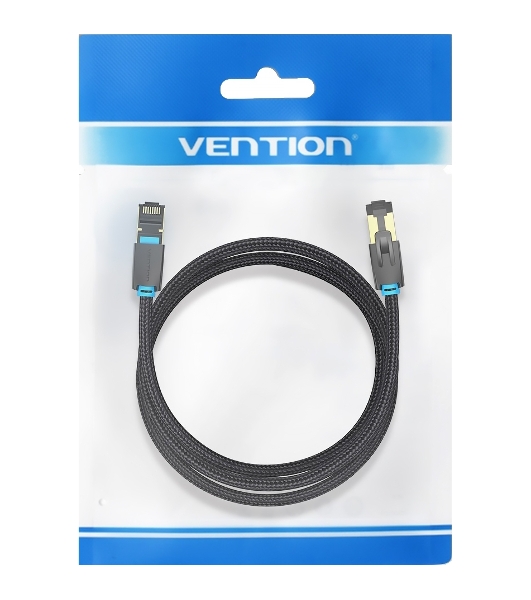 Патч-корд Vention прямой SFTP cat.8 RJ45 - 0,5м. черный Тканевая оплетка