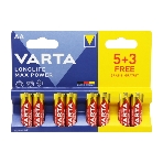Батарея Varta LongLife Max Power Alkaline LR6 BL5+3 AA (8шт) блистер, фото2