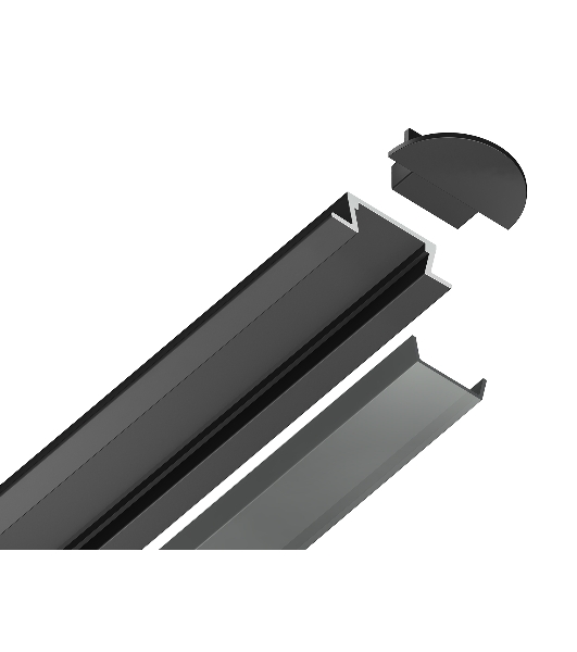 Алюминиевый профиль Ambrella light GP1001BK черный 2000*21.5*6.8