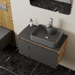 Комплект: тумба Bau Dream Blackwood графит 80, раковина BAU Cerama 48х37, темно-серая, смеситель Hotel Stil, нерж сталь, выпуск клик клак хром, фото13