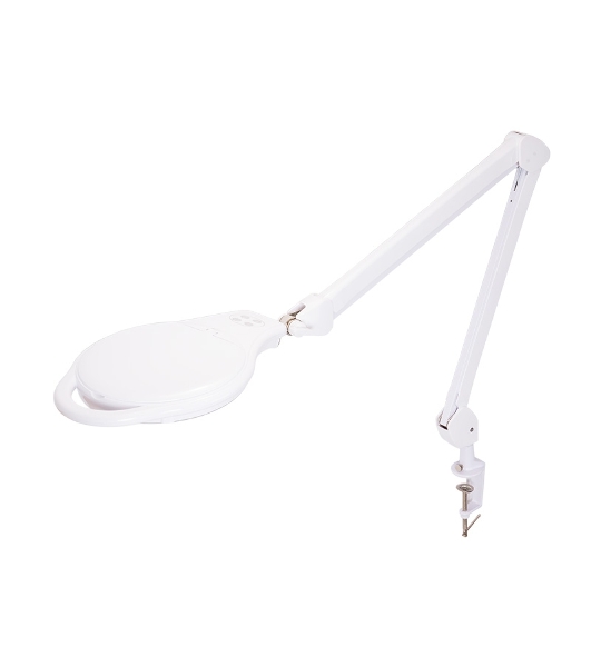Лупа на струбцине Rexant, круглая, 5D, с подсветкой 96 LED, теплый и холодный свет, белая