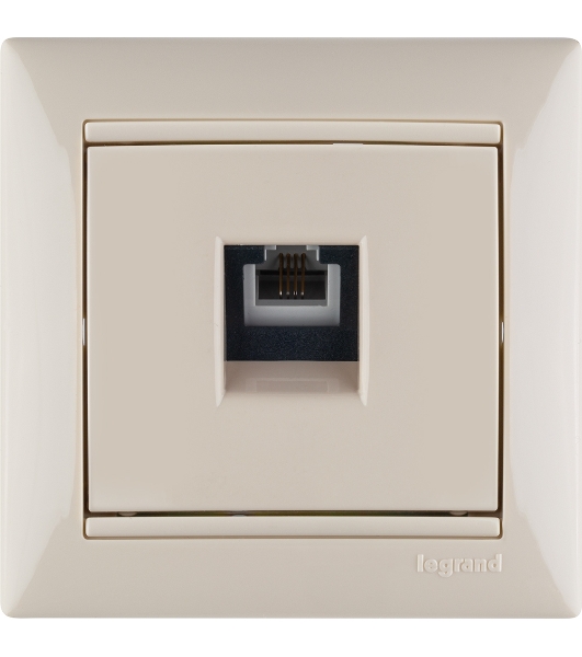 Розетка телефонная Valena RJ11 4 контакта 1 коннектор (слоновая кость) Legrand 774338