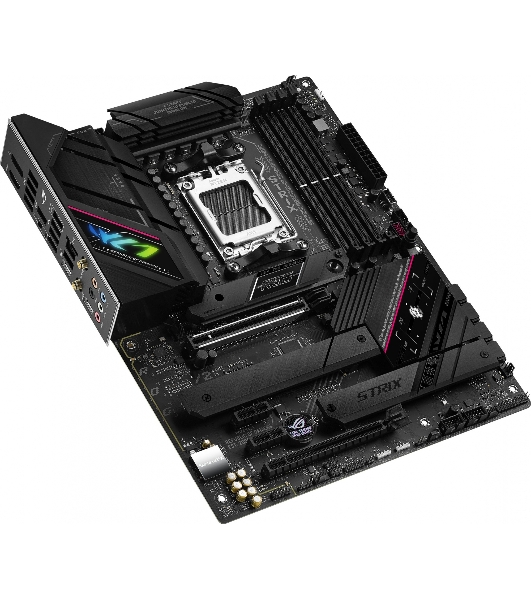 Материнская плата ASUS ROG STRIX B650E-F GAMING WIFI, AM5, AMD B650, 4xDDR5, 4xSATA, 3xM.2, 1xPCI-E 5.0 x16, 1xPCI-E 4.0 x4, 2xPCI-E x1, 1xHDMI, 1xDP, 1x 2.5Gb LAN, 4xUSB-A 2.0, 4xUSB-A 3.2 Gen 1, 2xUSB-A 3.2 Gen 2, 1xUSB-C 3.2 Gen 2, 1xUSB-C 3.2 Gen 2x2, 5x3.5 мм, 7.1, ATX