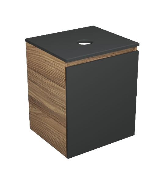 Тумба Bau Dream Blackwood 50 графит, раковина BAU Cerama 48х37 темно-серая матовая, смеситель Hotel Dream, нерж. сталь, выпуск клик клак, белый