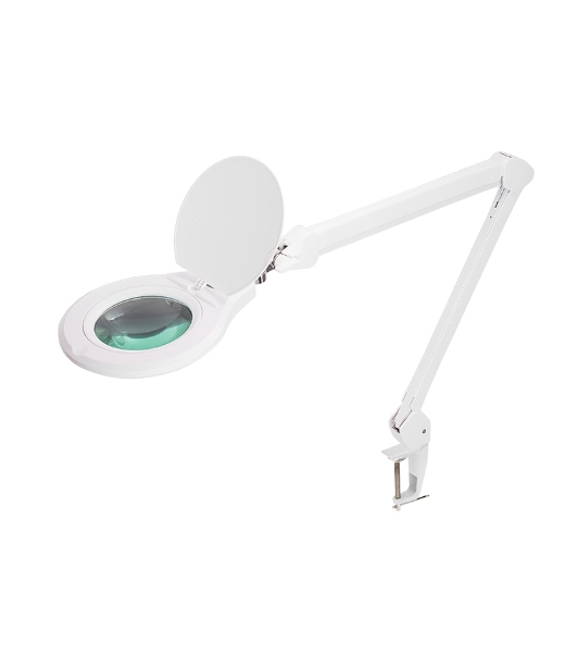Лупа на струбцине Rexant, круглая, 5D, с подсветкой 72 SMD, сенсорный регулятор яркости, белая