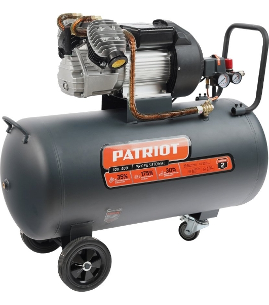 Компрессор поршневой безмасляный Patriot Professional 100-400, 400 л/мин, 8 бар, 2200 Вт, 100 л, быстросъемный 1/4' + 'елочка'