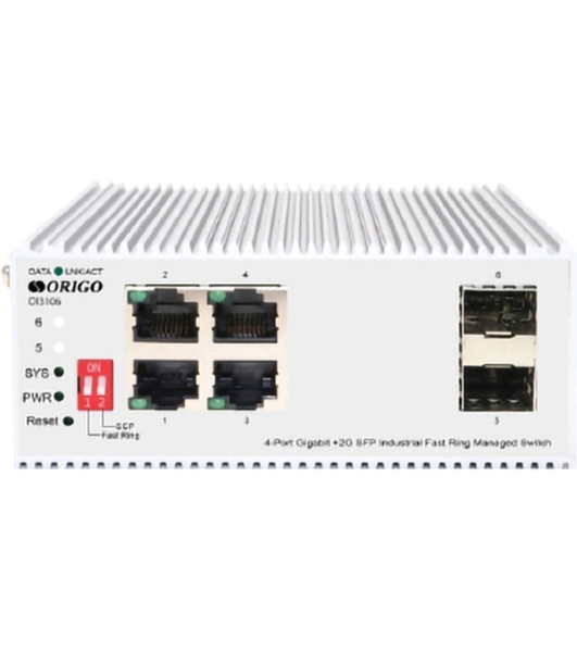Коммутатор Managed L2 Industrial Fast Ring Switch 4x1000Base-T, 2x1000Base-X SFP, Surge 4KV, -40 to 75°C