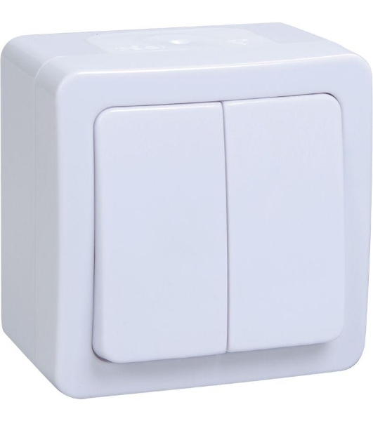 Выкл 2кл о/у IP54 (цвет клавиши:белый) ГЕРМЕС PLUS IEK EVMP20-K01-10-54-EC ВС20-2-0-ГПБ