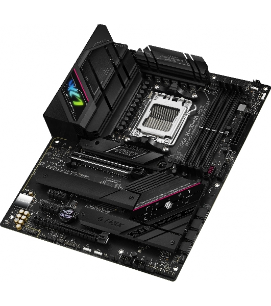 Материнская плата ASUS ROG STRIX B650E-F GAMING WIFI, AM5, AMD B650, 4xDDR5, 4xSATA, 3xM.2, 1xPCI-E 5.0 x16, 1xPCI-E 4.0 x4, 2xPCI-E x1, 1xHDMI, 1xDP, 1x 2.5Gb LAN, 4xUSB-A 2.0, 4xUSB-A 3.2 Gen 1, 2xUSB-A 3.2 Gen 2, 1xUSB-C 3.2 Gen 2, 1xUSB-C 3.2 Gen 2x2, 5x3.5 мм, 7.1, ATX