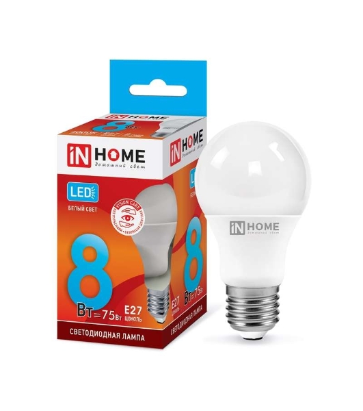 Лампа светодиодная LED-A60-VC 8Вт 230В E27 4000К 720Лм IN HOME 4690612024028